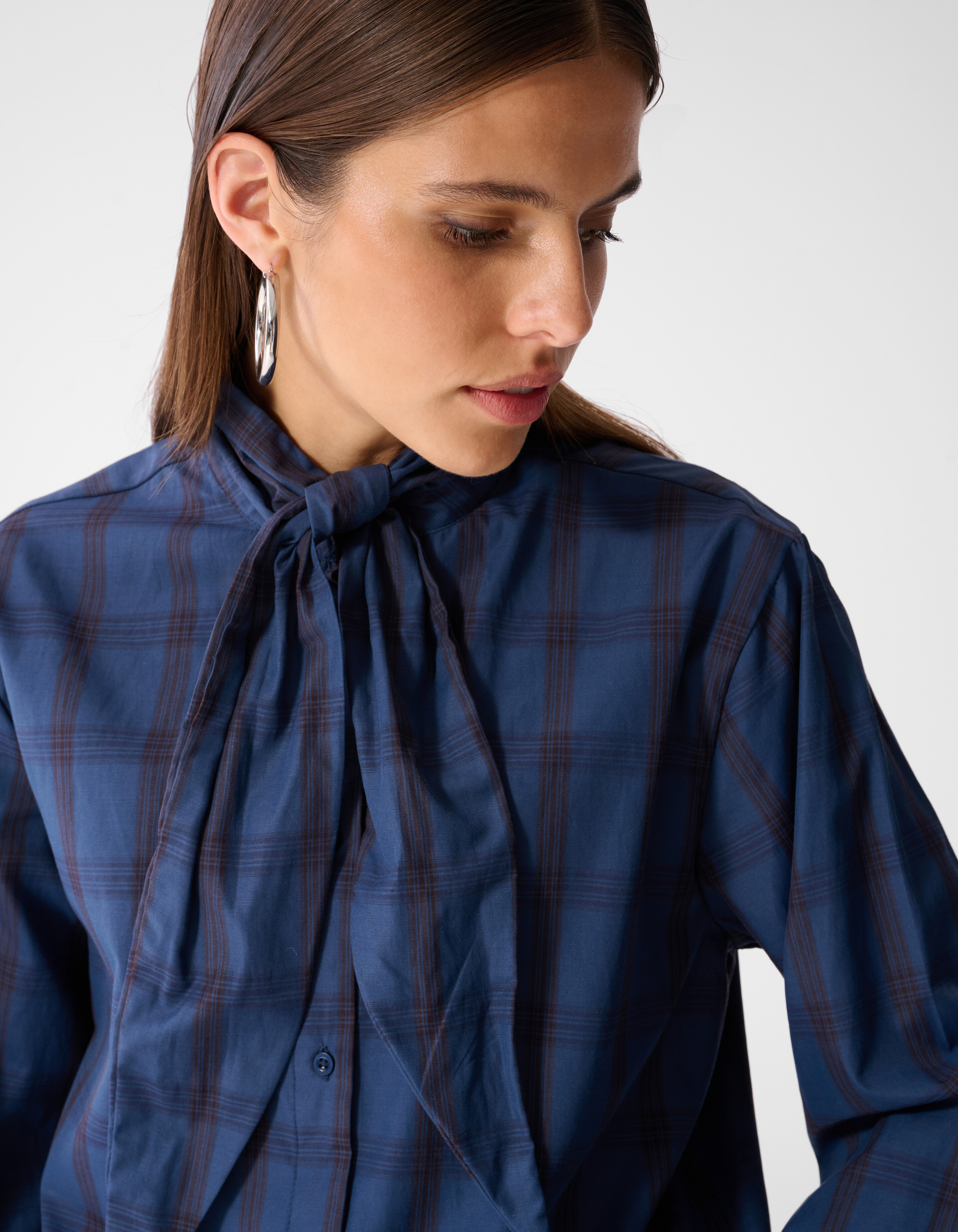 Oversized Fit Scarf Blouse Blauw SHOEBY WOMEN