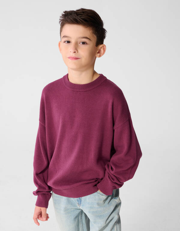 Oversized Fit Gebreide Trui Donkerrood SHOEBY BOYS