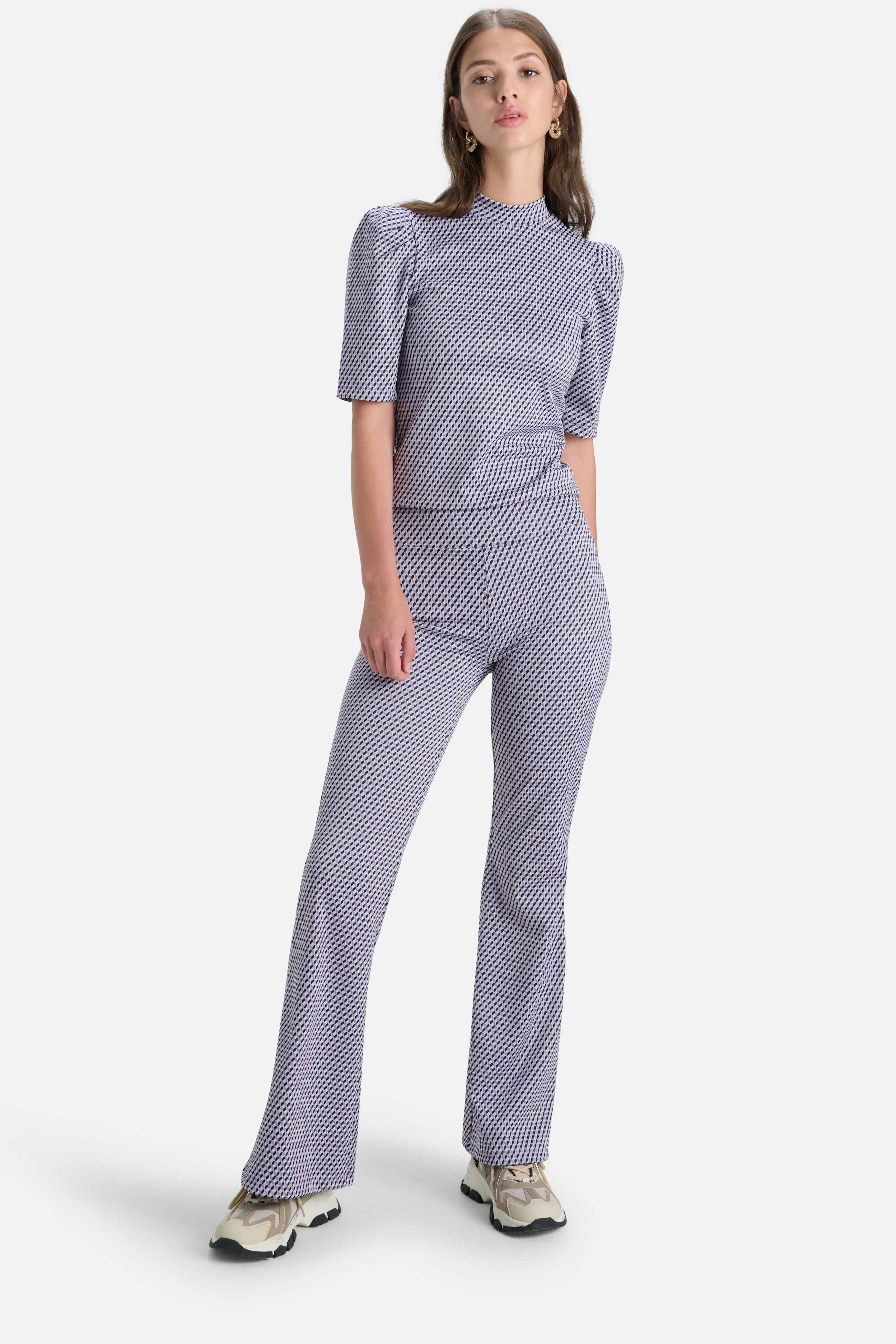 Grafische Flared Broek Paars SHOEBY WOMEN