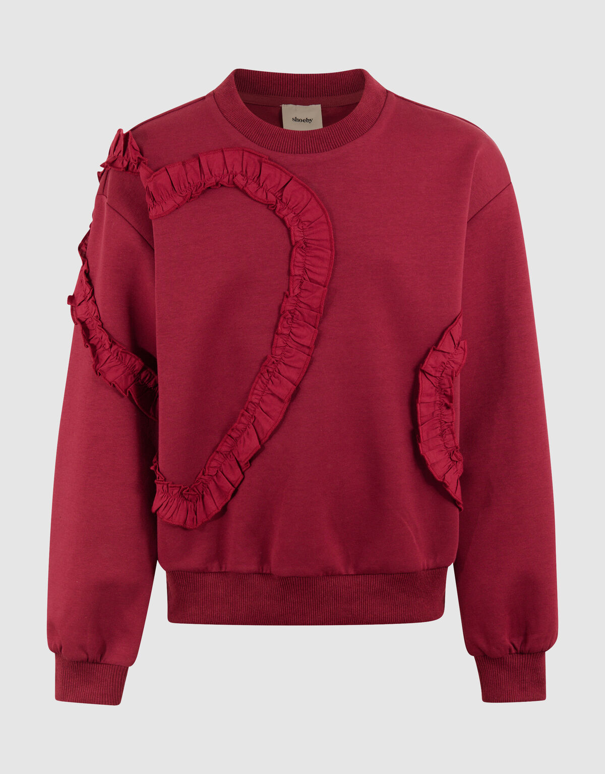 Ruffle Heart Sweater Donkerrood SHOEBY GIRLS