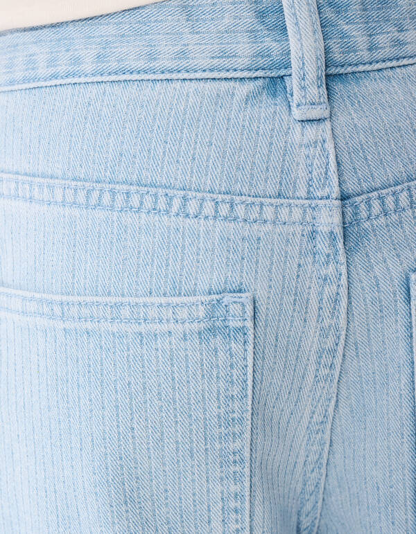 Striped Carpenter Denim Short Lichtblauw SHOEBY BOYS