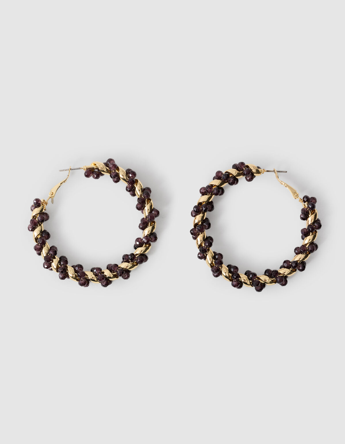 Twisted Beaded Hoop Oorbellen Donkerpaars SHOEBY ACCESSOIRES