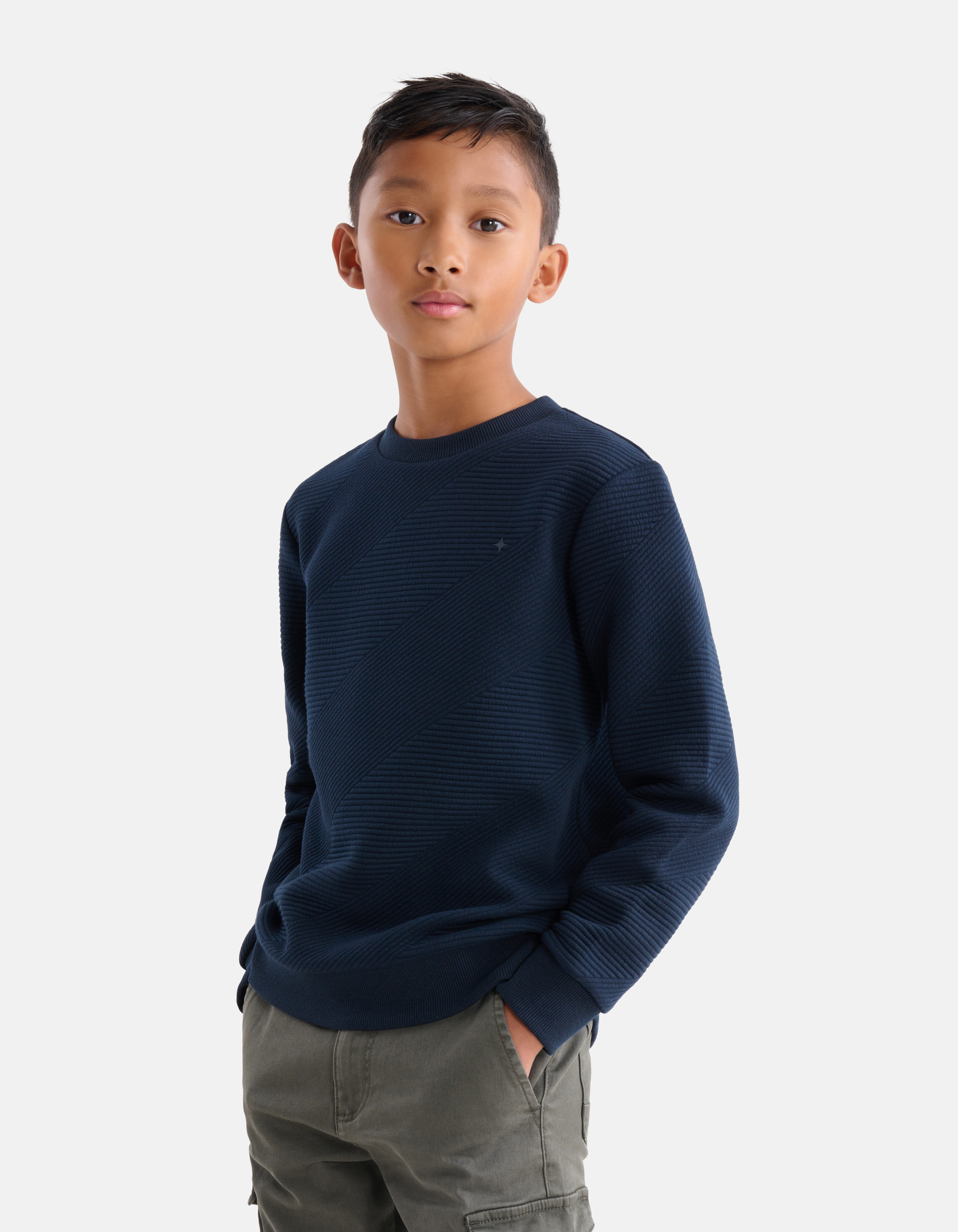 Structuur Sweater Donkerblauw SHOEBY BOYS