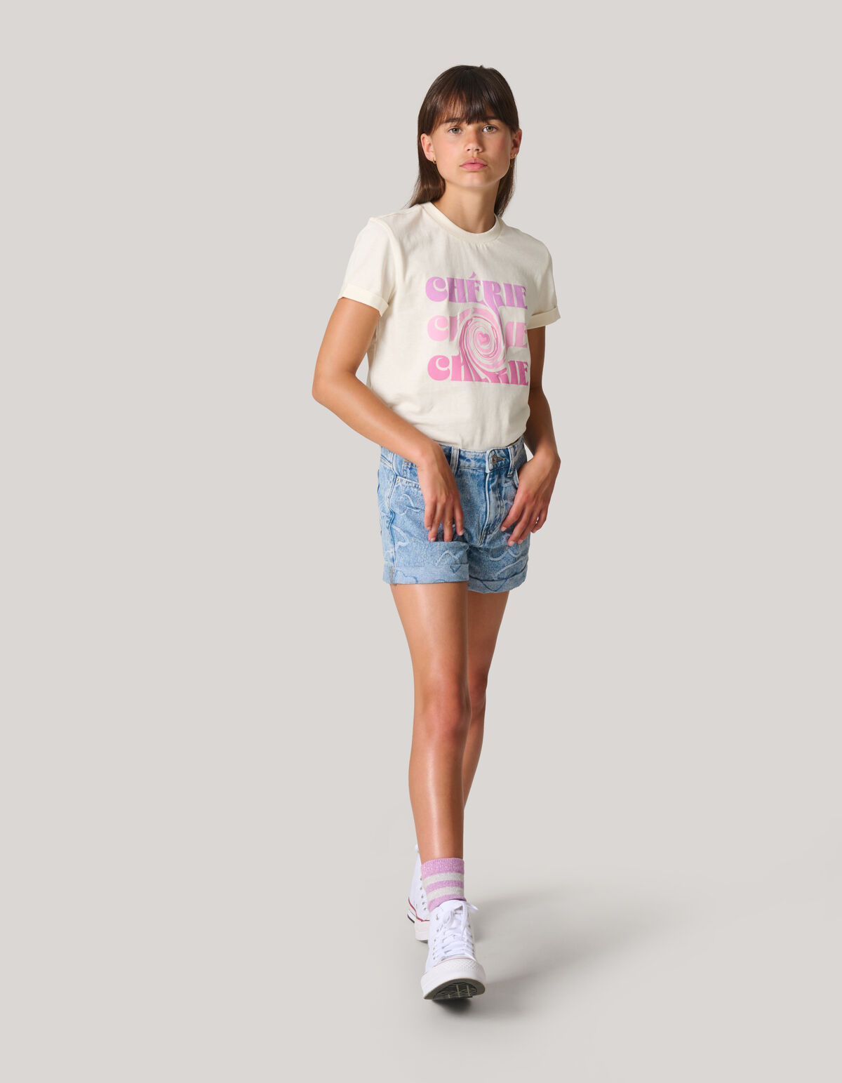 Artwork T-shirt Gebroken Wit SHOEBY GIRLS