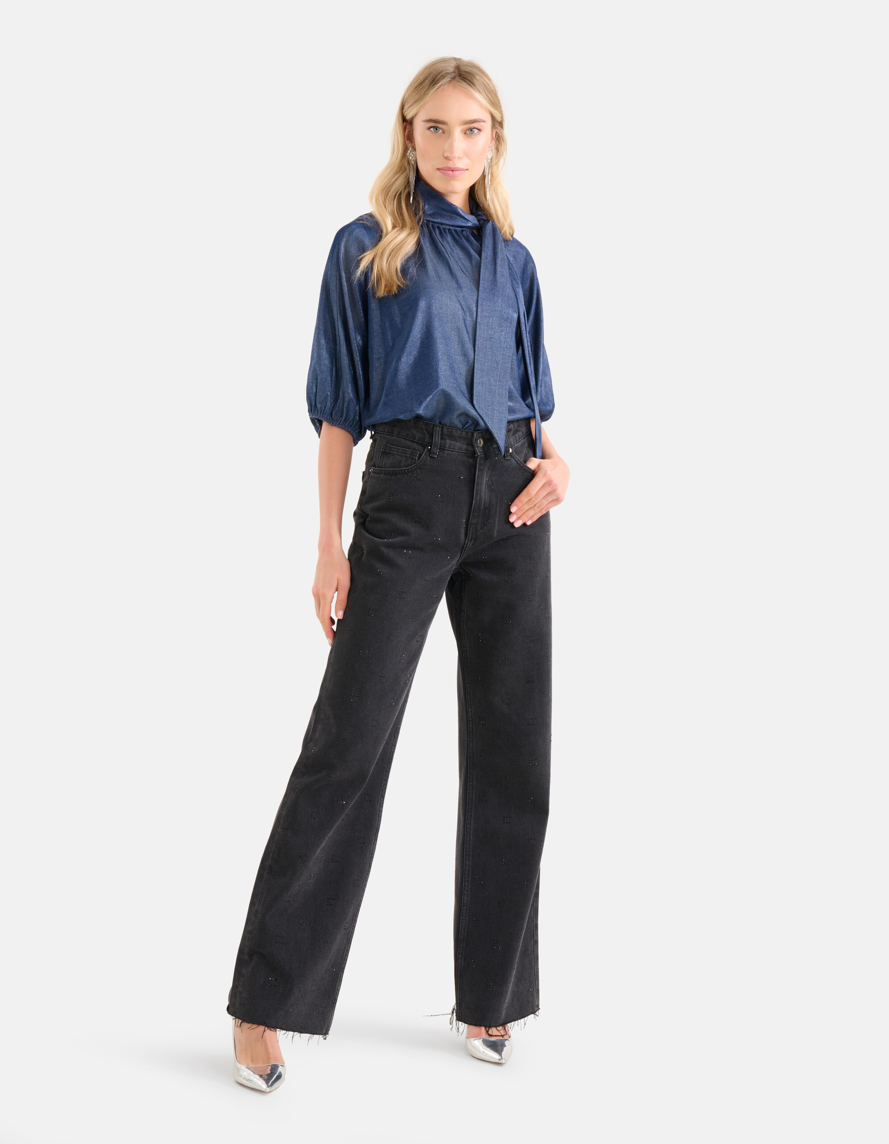 Metallic Blouse Donkerblauw SHOEBY WOMEN