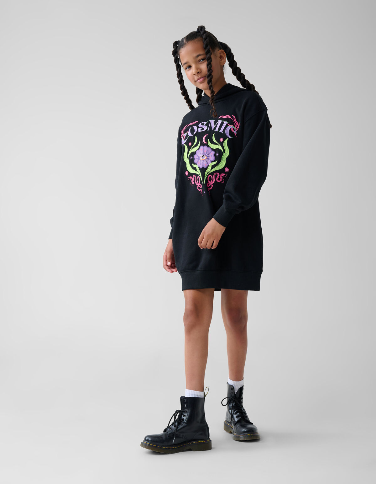 Artwork Hoodie Jurk Zwart SHOEBY GIRLS