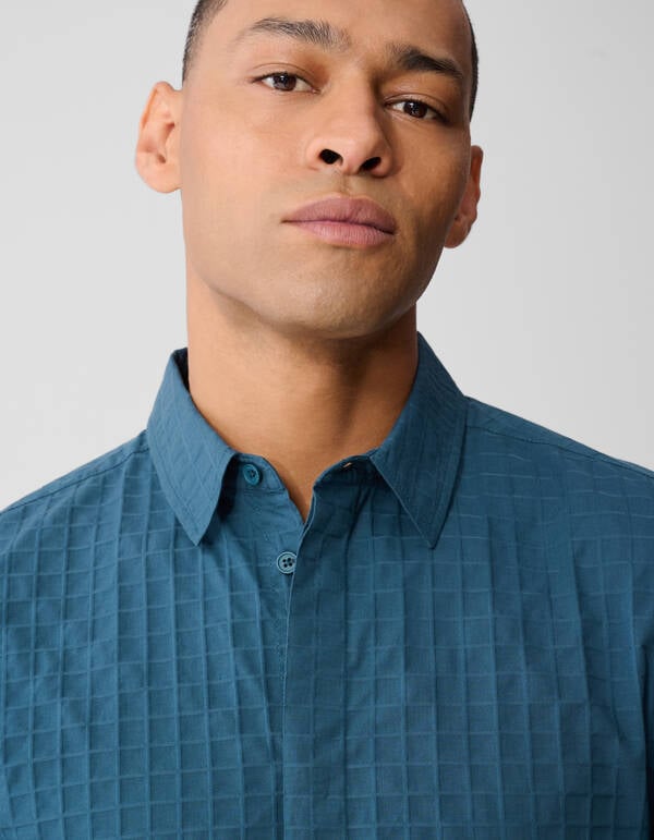 Cube Structuur Overhemd Donkergroen SHOEBY MEN