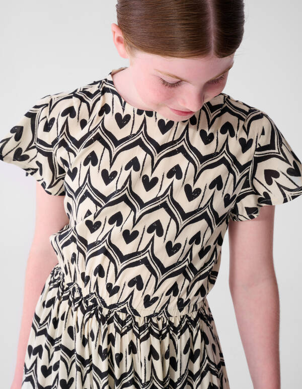Heart Print Mini Jurk Zwart SHOEBY GIRLS