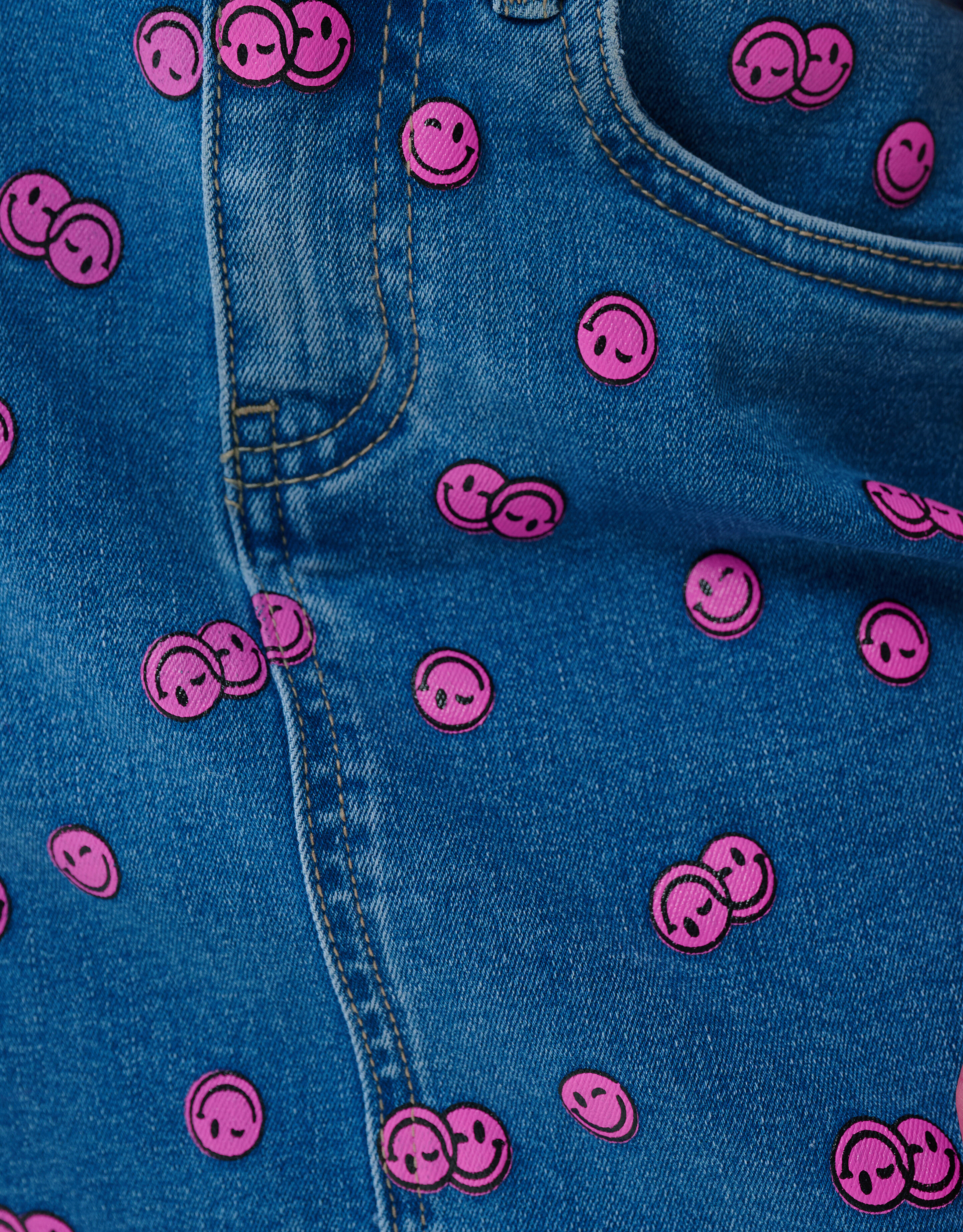 Printed Denim Mini Rok Blauw SHOEBY GIRLS
