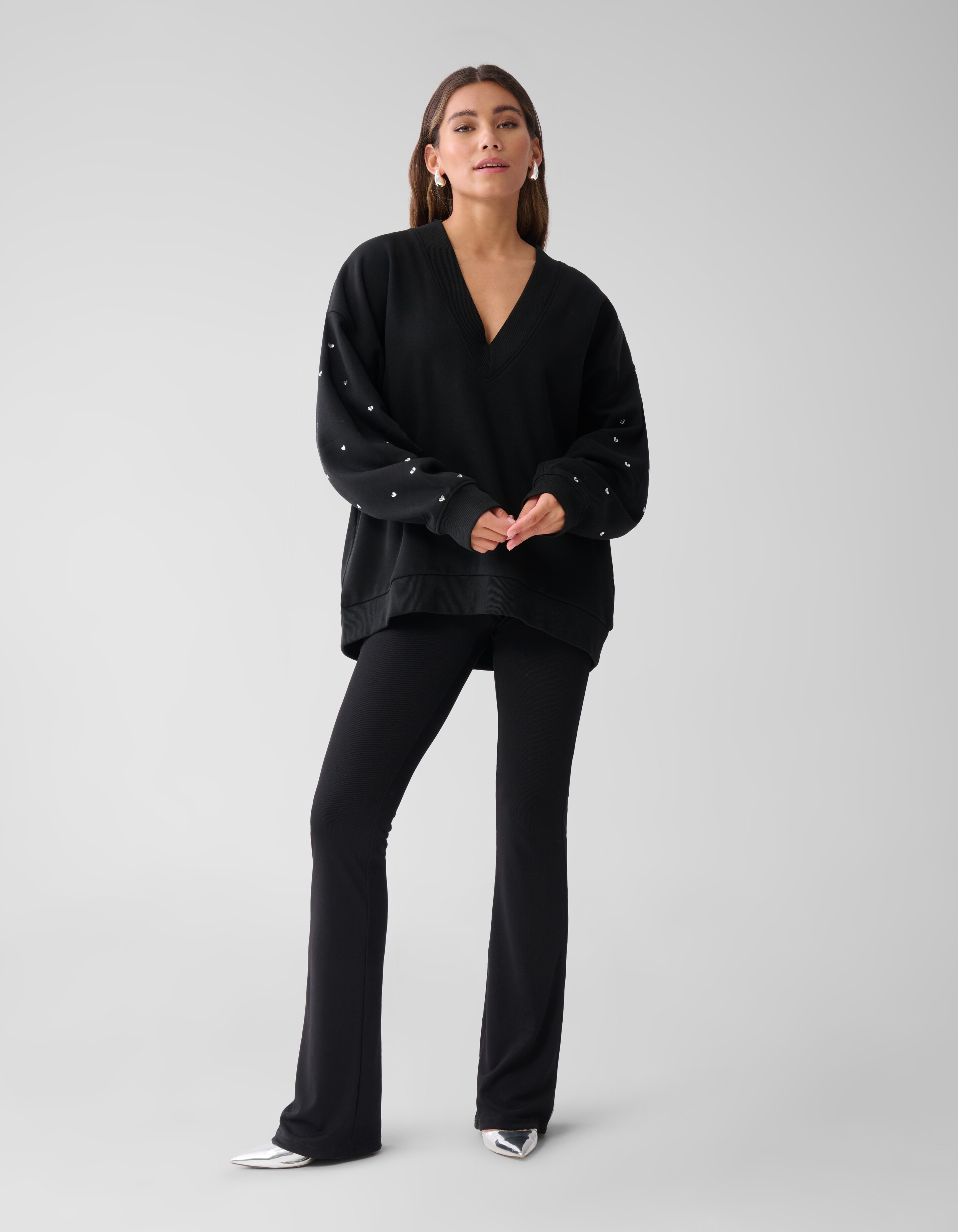 Heart Stud Sweater Zwart SHOEBY WOMEN