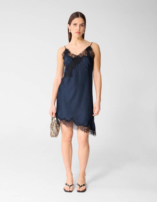 Asymmetrische Kanten Mini Jurk Donkerblauw SHOEBY WOMEN