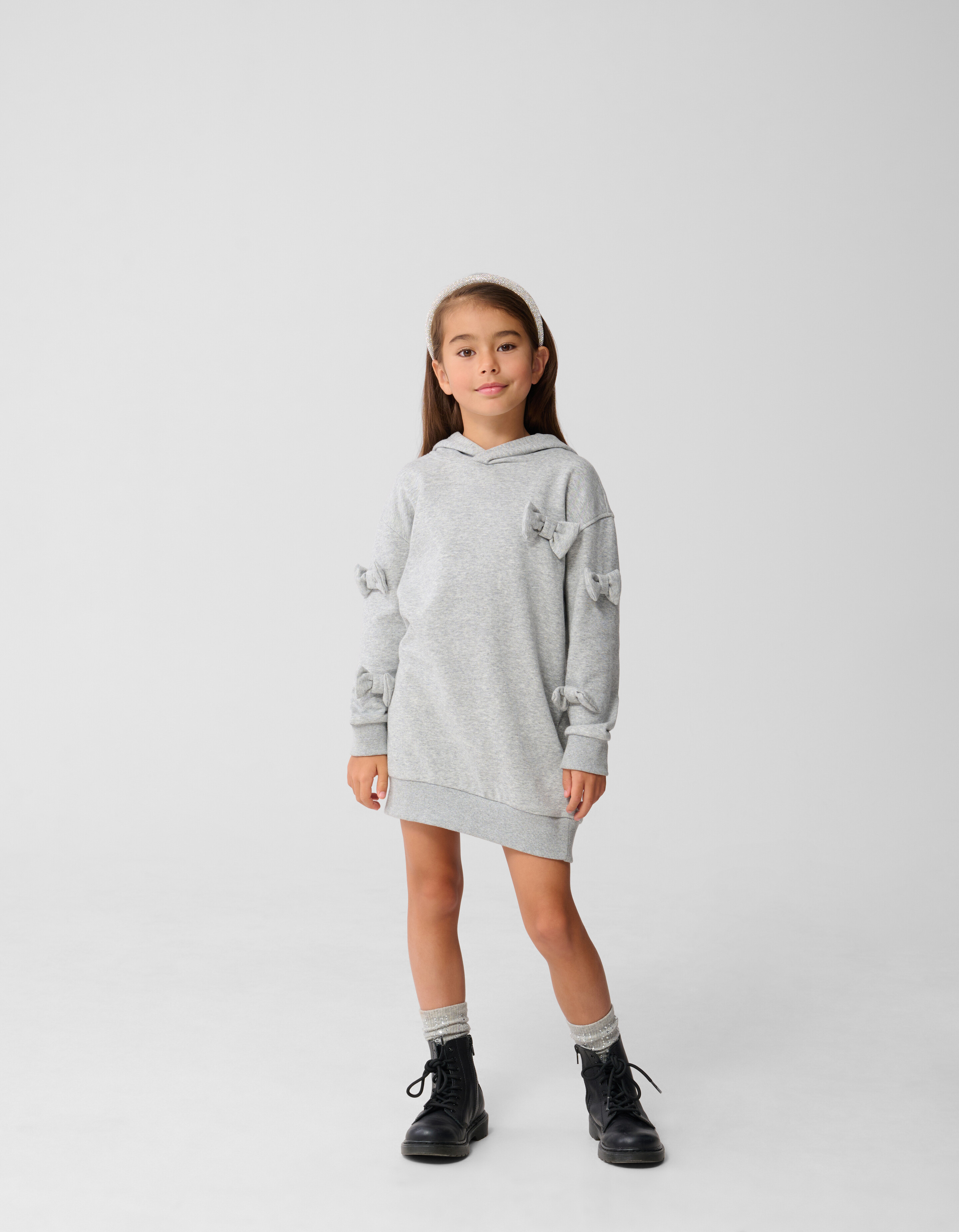 Strik Hoodie Jurk Lichtgrijs SHOEBY GIRLS