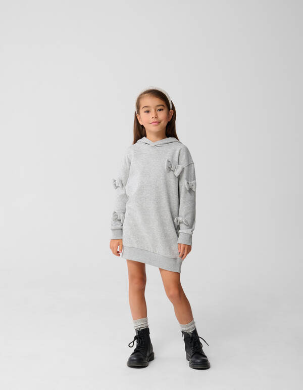 Strik Hoodie Jurk Lichtgrijs SHOEBY GIRLS