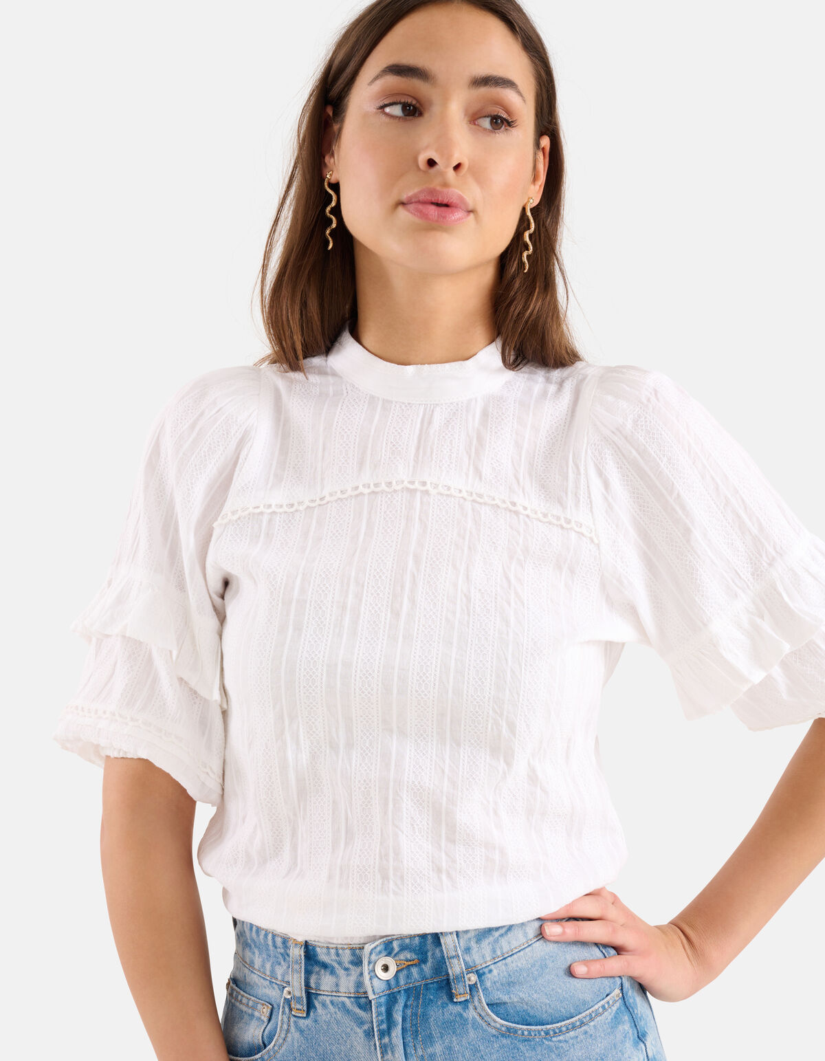 Ruffle Blouse Wit SHOEBY WOMEN