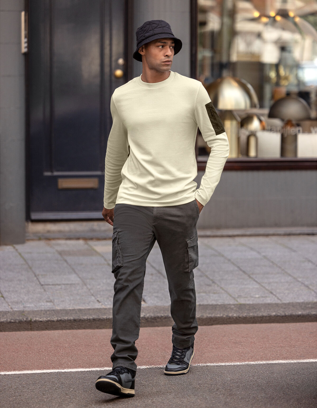 Jersey Structuur Longsleeve Gebroken Wit SHOEBY MEN