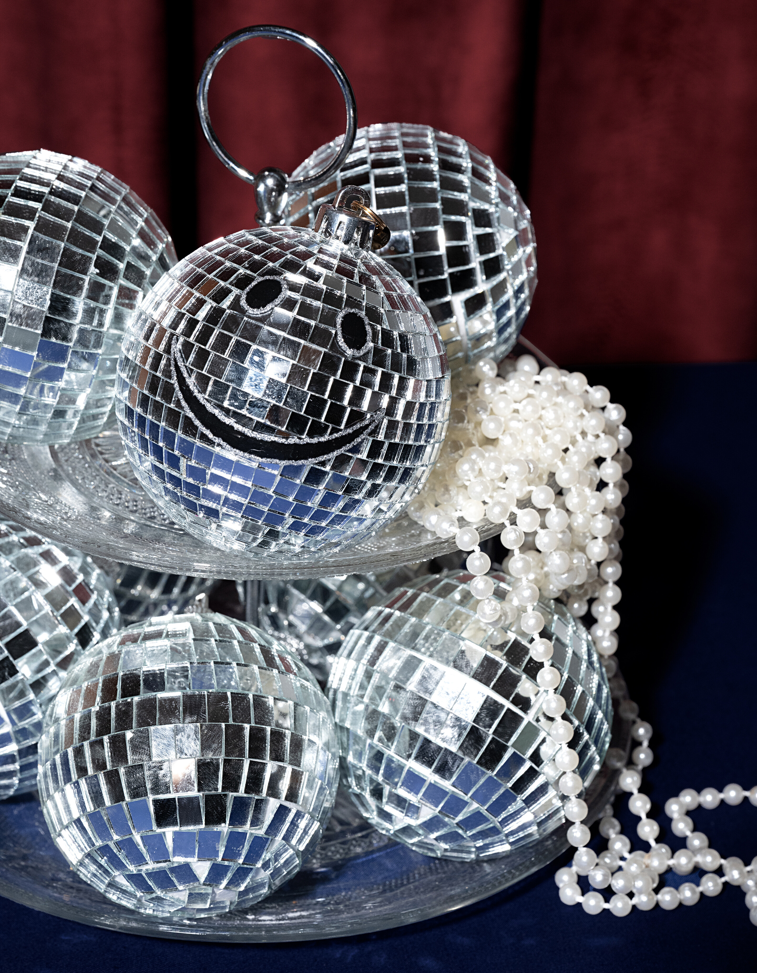 Disco Smiley Kerstbal Zilver By Fred SHOEBY ACCESSOIRES