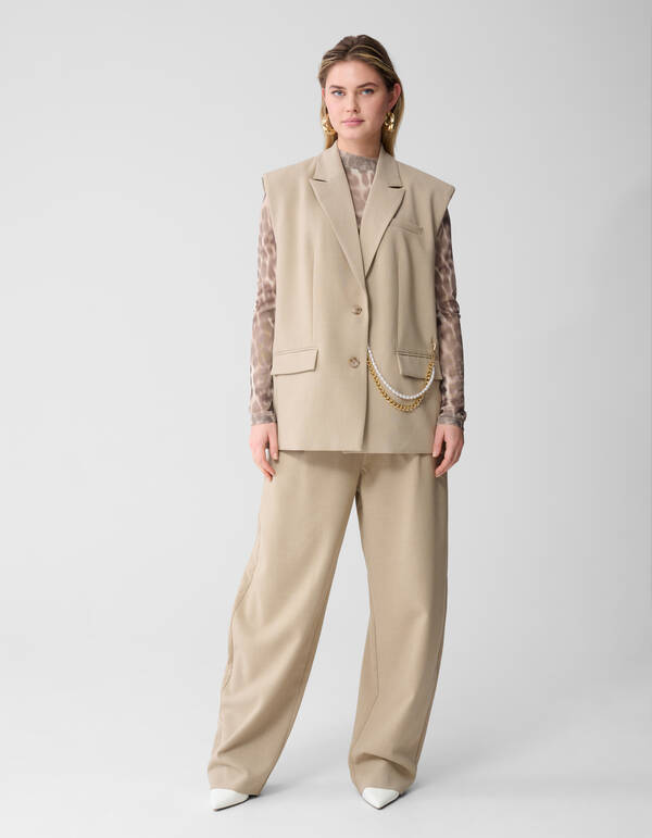 Mesh Leopard Longsleeve Top Lichtbruin SHOEBY WOMEN