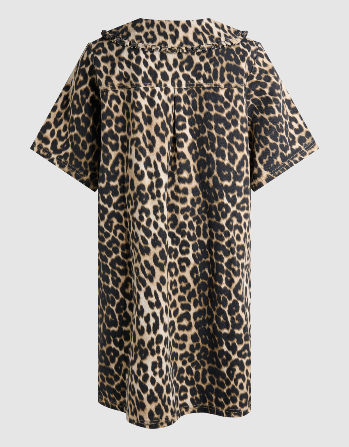 Denim Collar Leopard Midi Jurk Bruin SHOEBY WOMEN
