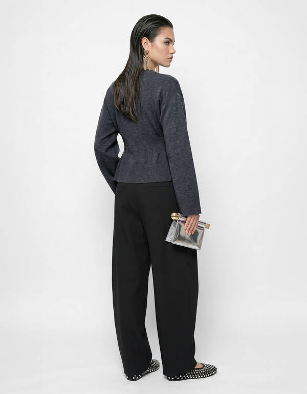 Peplum Gebreide Trui Donkergrijs SHOEBY WOMEN