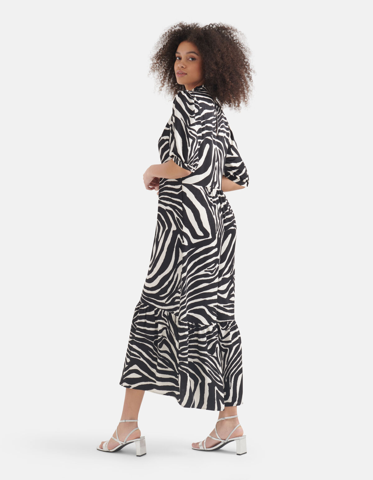 Zebra Print Maxi Jurk Zwart/Wit SHOEBY WOMEN