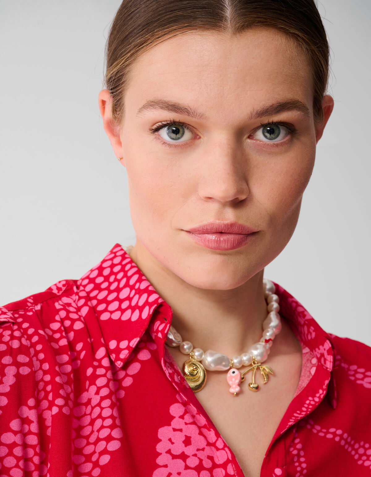 Printed Midi Jurk Rood SHOEBY WOMEN