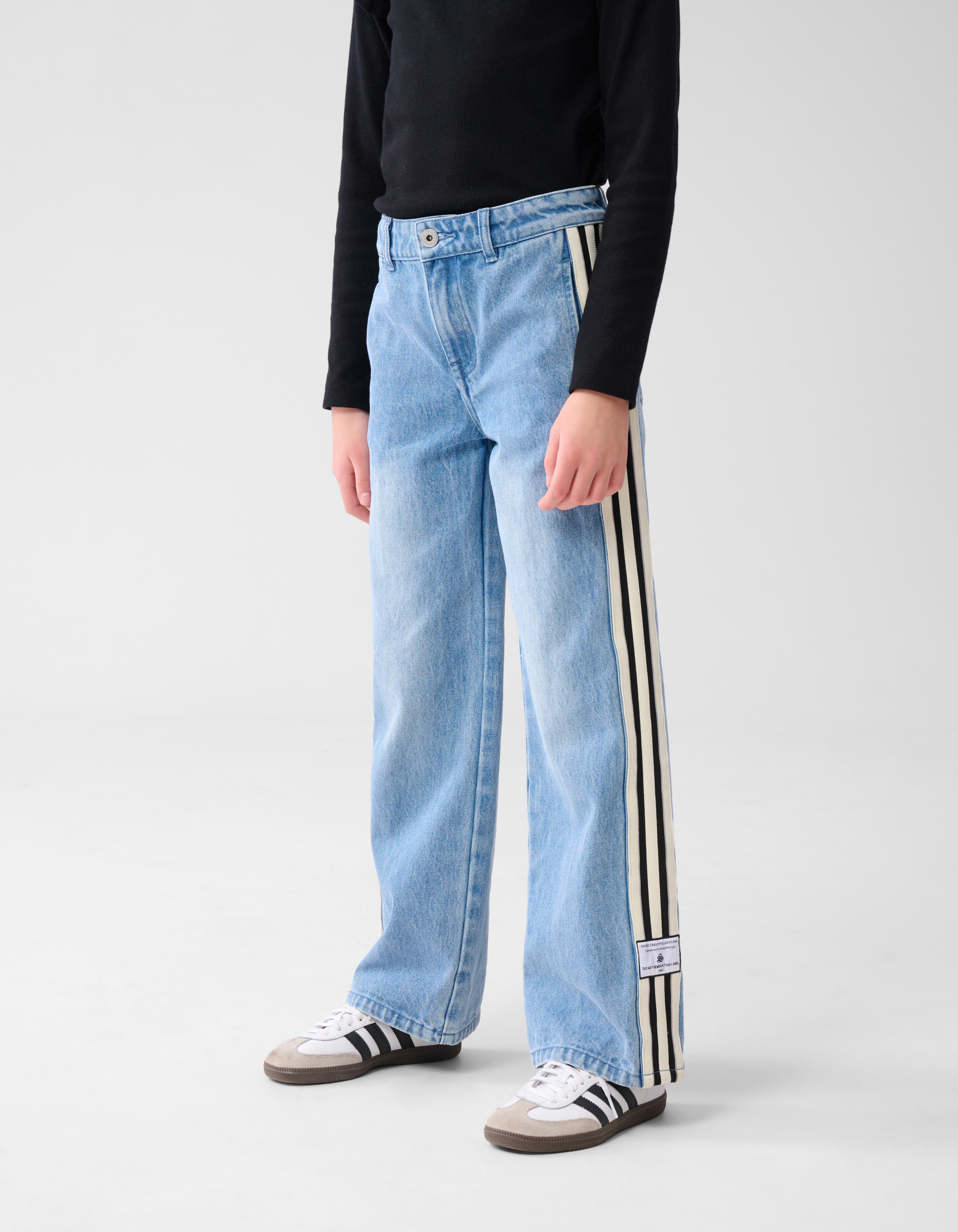 Sporty Tape Wide Leg Jeans Blauw SHOEBY GIRLS