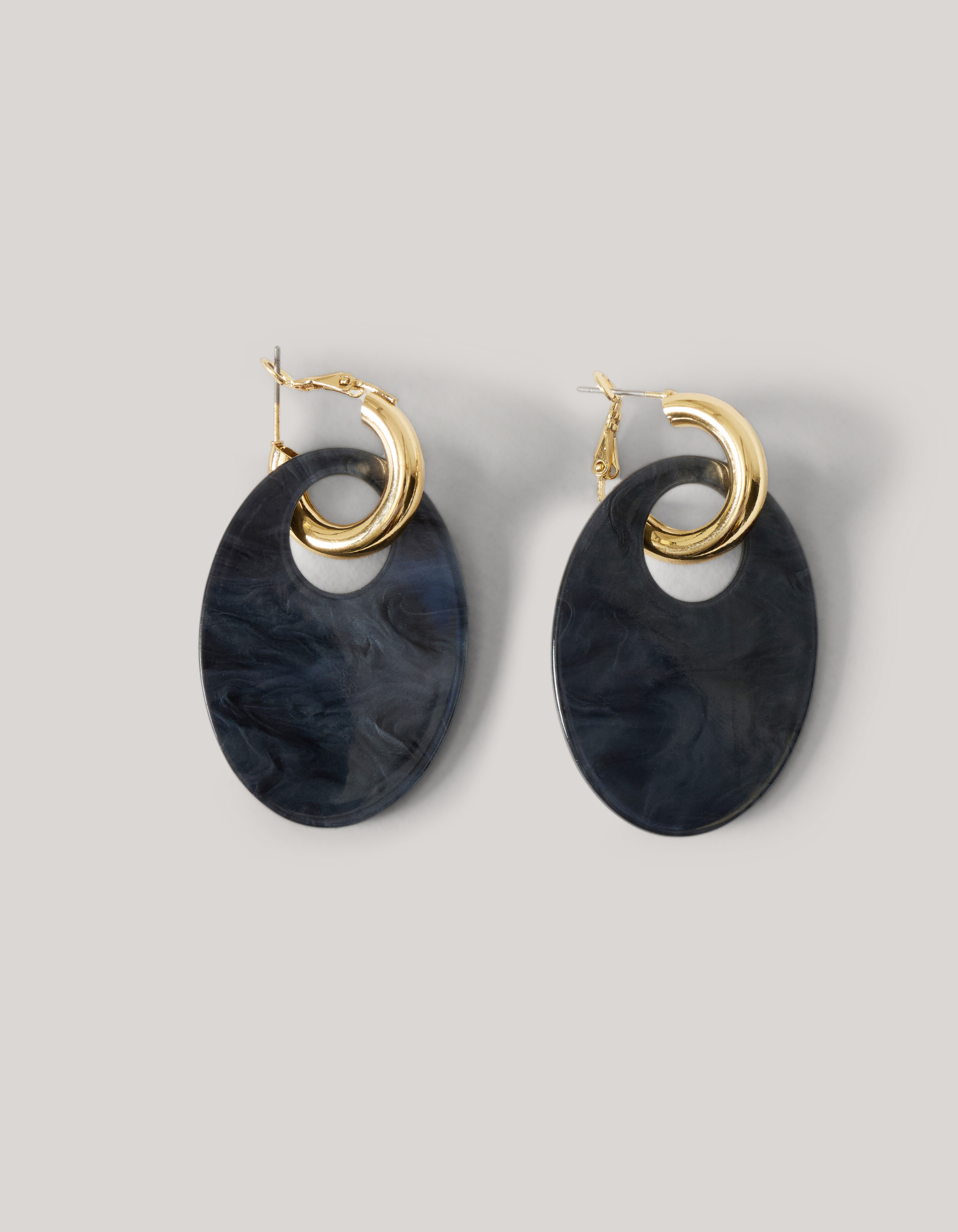 Oval Oorbellen Donkerblauw SHOEBY ACCESSOIRES