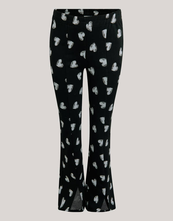 Heart Printed Flared Legging Zwart SHOEBY GIRLS
