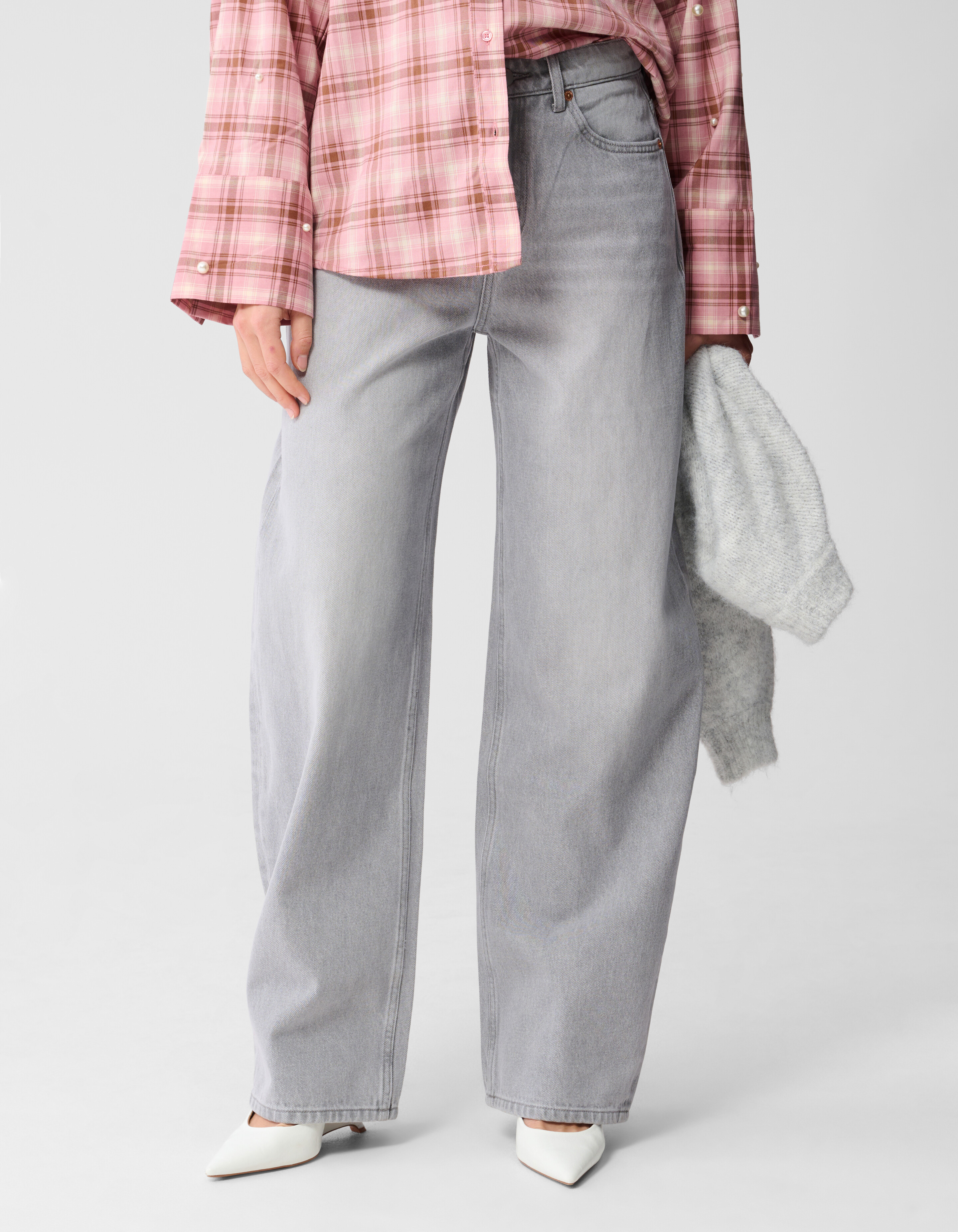 Baggy Fit Jeans Lichtgrijs SHOEBY WOMEN