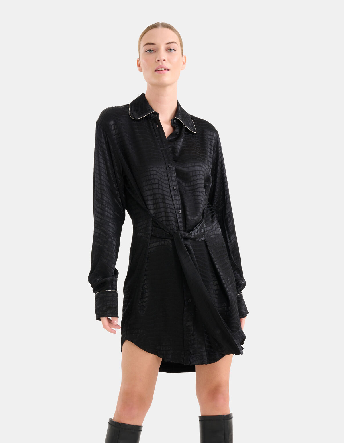 Jacquard Print Jurk Zwart SHOEBY WOMEN