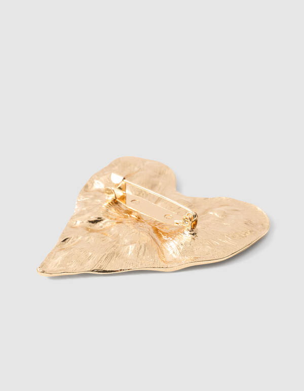 Big Hammerd Heart Broche Goud SHOEBY ACCESSOIRES