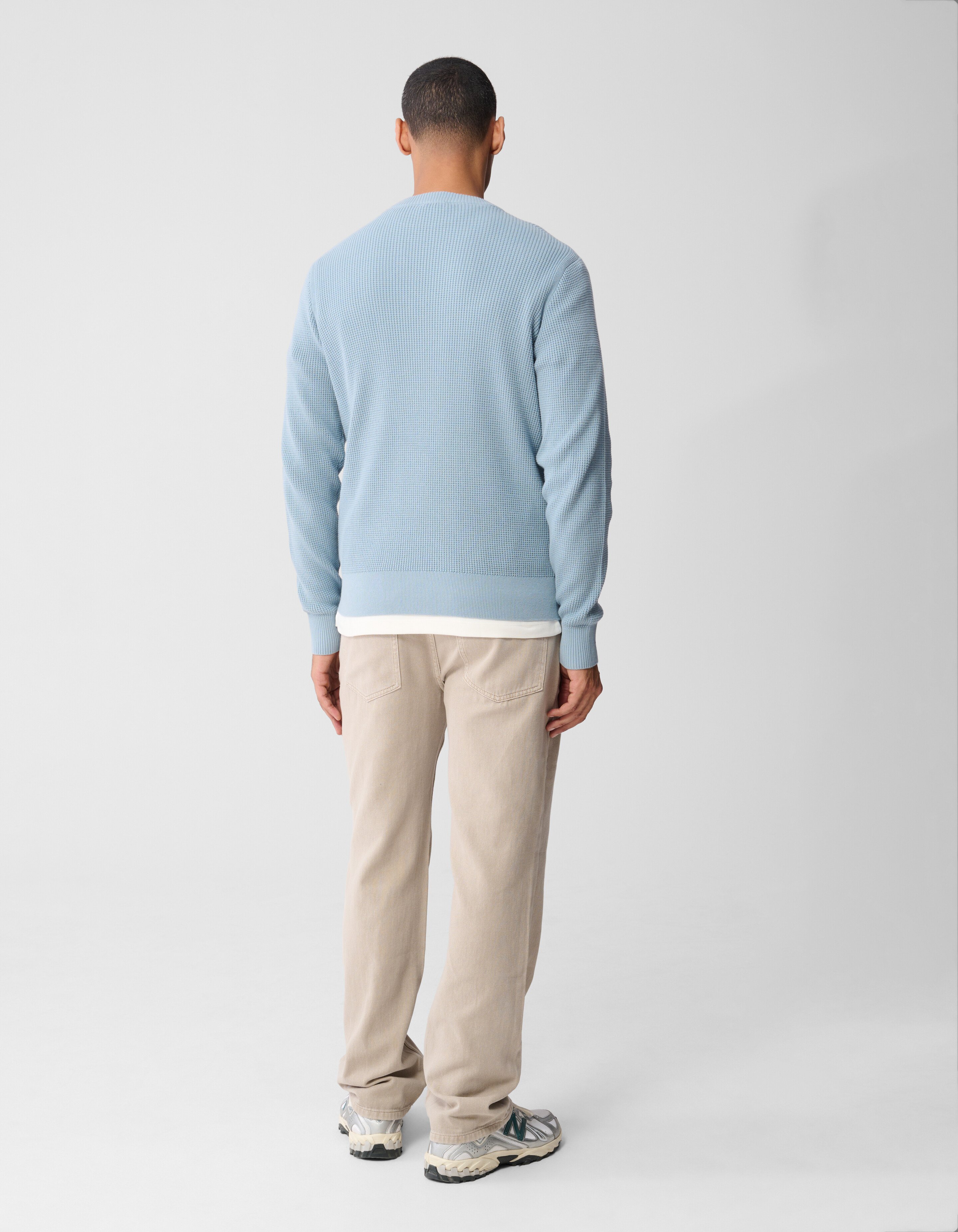 Gebreide Waffle Trui Lichtblauw SHOEBY MEN