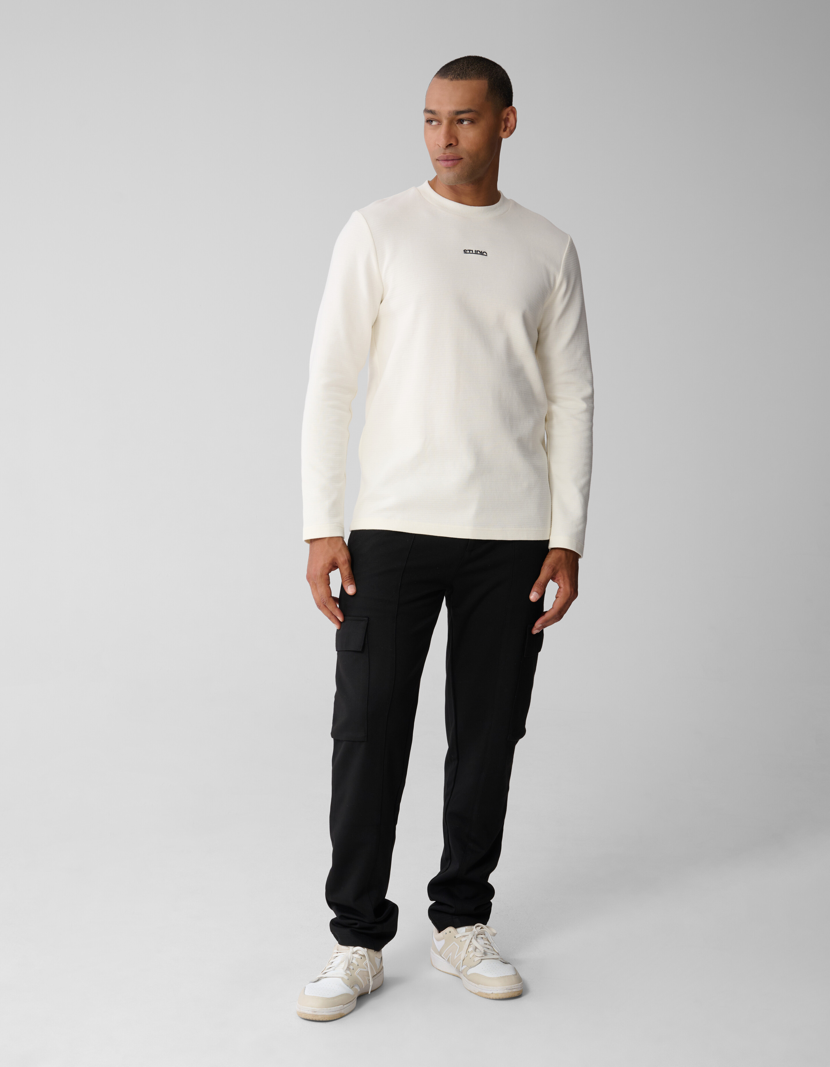 Studio Structuur T-shirt Gebroken Wit SHOEBY MEN