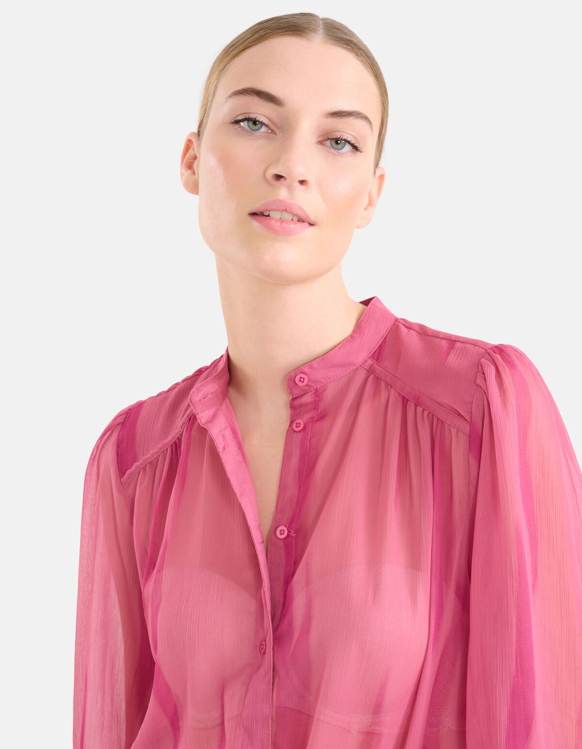 Two Tone Print Blouse Roze SHOEBY WOMEN