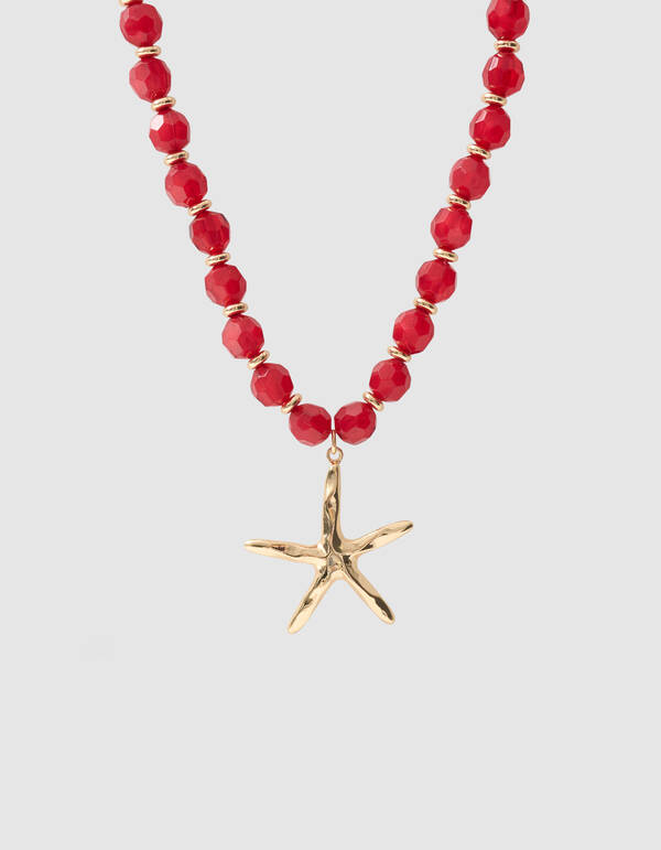 Beaded Starfish Ketting Rood SHOEBY ACCESSOIRES
