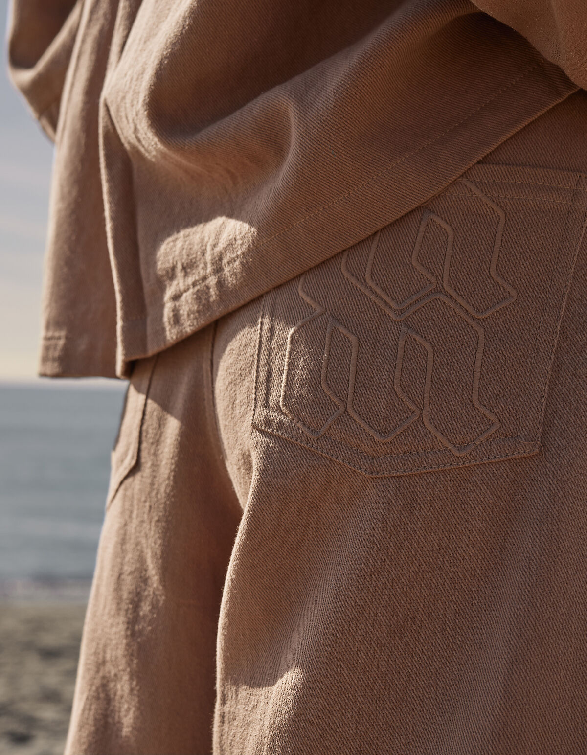 Embroidery Wide Leg Jeans Camel SHOEBY WOMEN