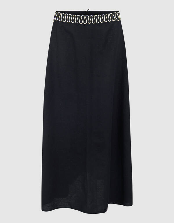 Embroidery Maxi Rok Zwart SHOEBY WOMEN