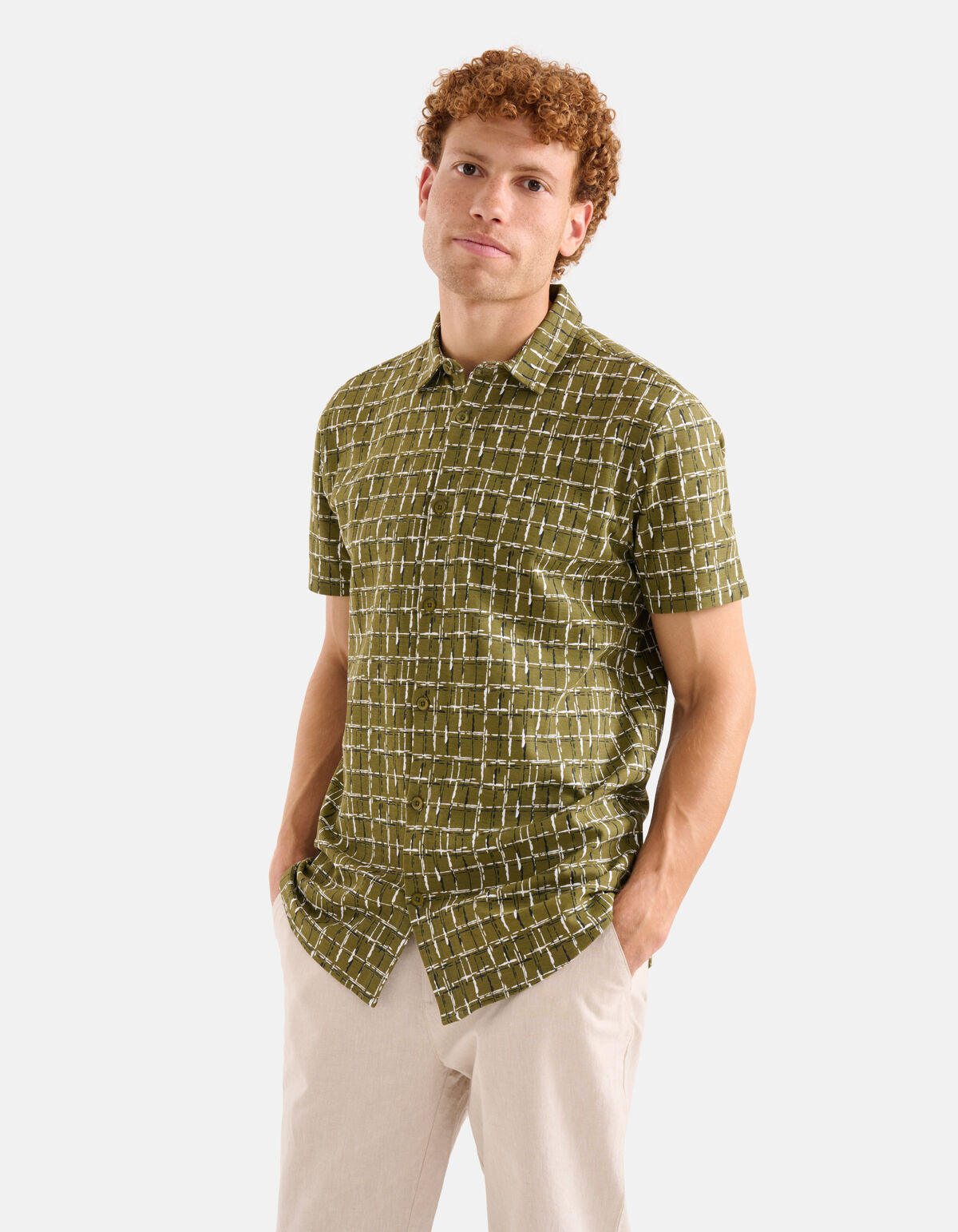 Printed Overhemd Donkergroen SHOEBY MEN