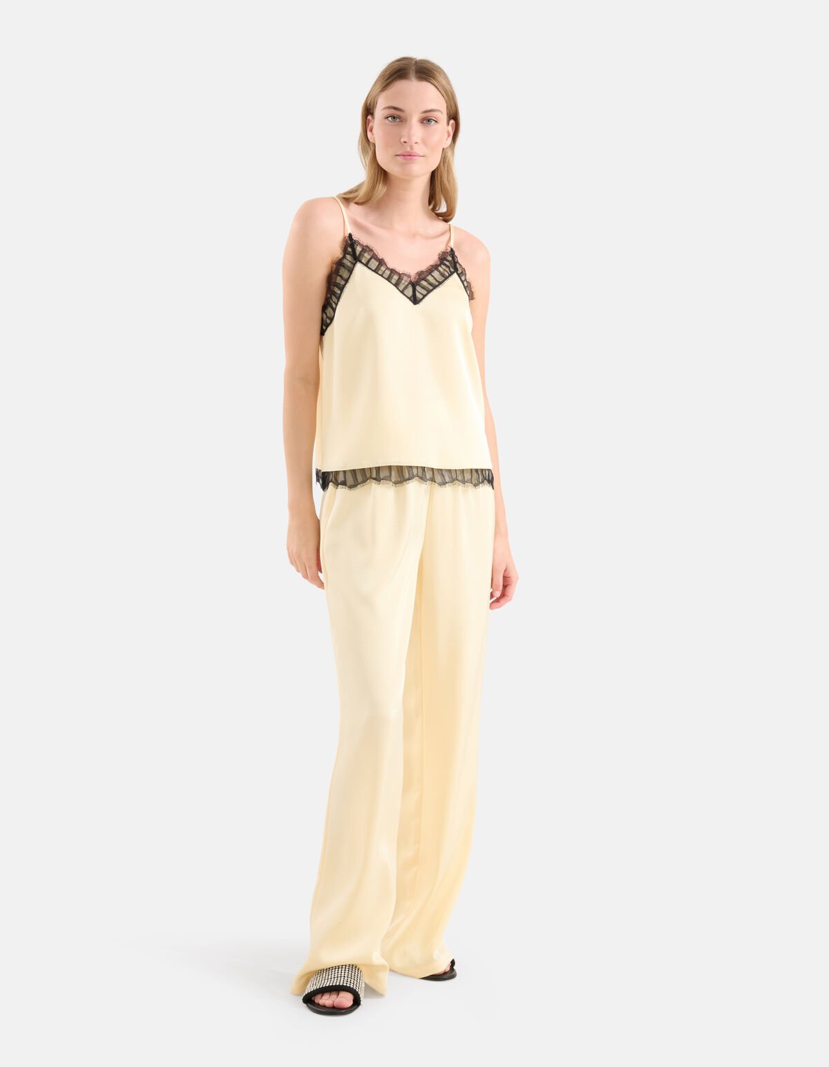 Kanten Satijnen Singlet Lichtgeel SHOEBY WOMEN