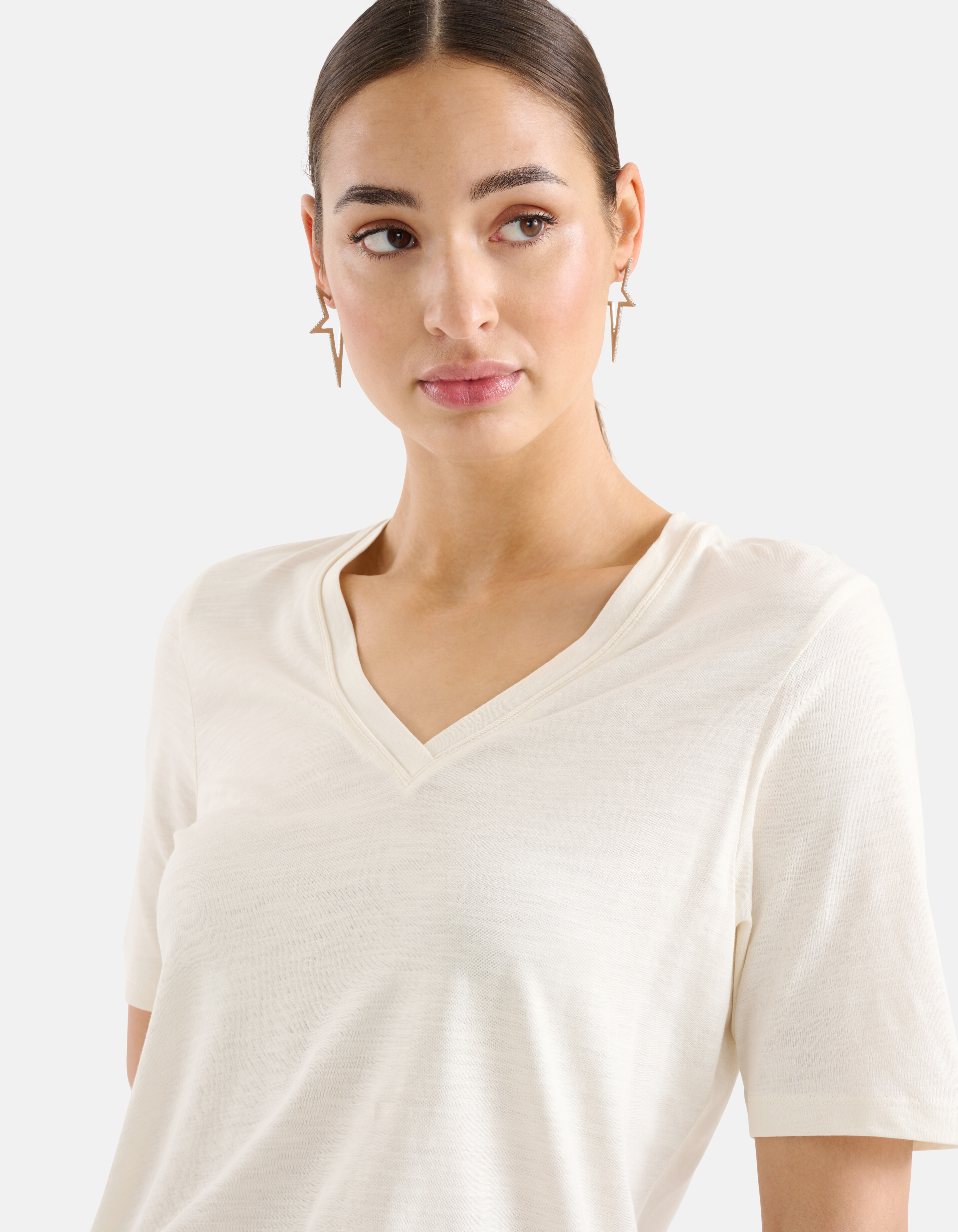 Basis V-hals T-shirt Wit SHOEBY WOMEN