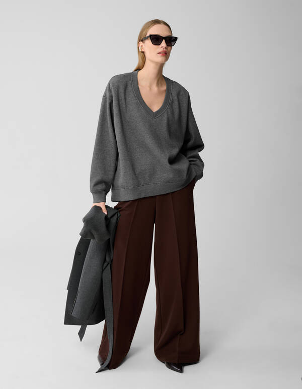 Oversized V-hals Sweater Donkergrijs By Lonneke SHOEBY WOMEN