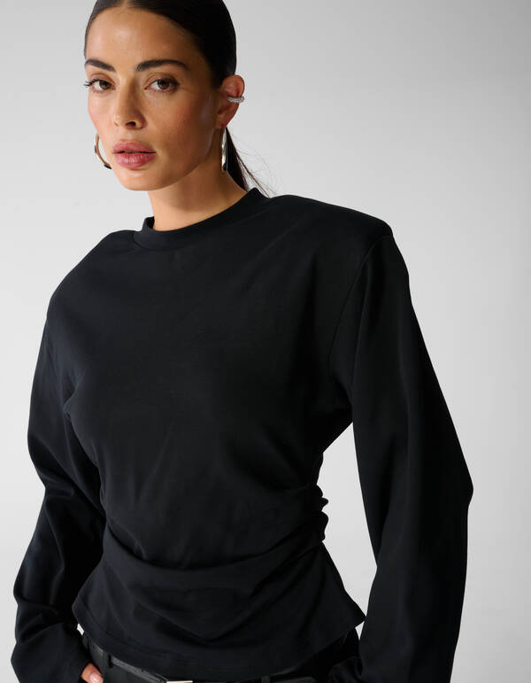 Waisted Longsleeve T-shirt Zwart SHOEBY WOMEN