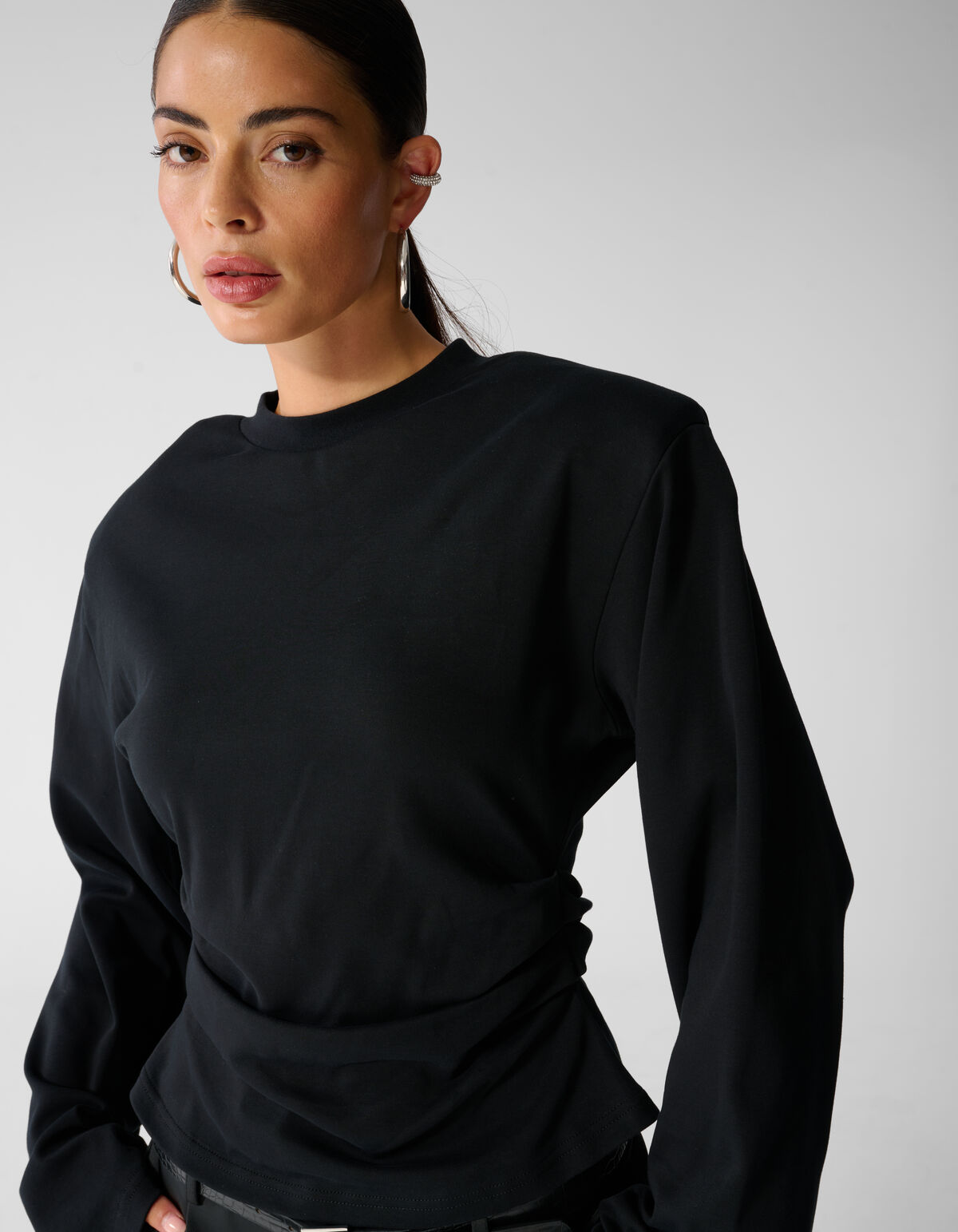 Waisted Longsleeve T-shirt Zwart SHOEBY WOMEN