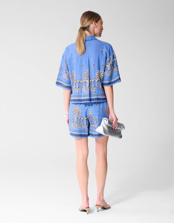 Palm Print Short Blauw SHOEBY WOMEN