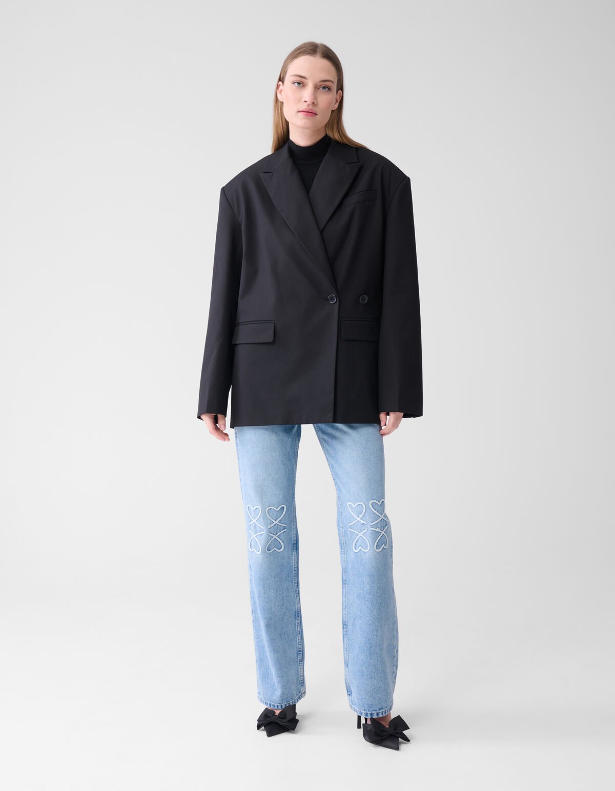 Open Back Oversized Blazer Zwart SHOEBY WOMEN