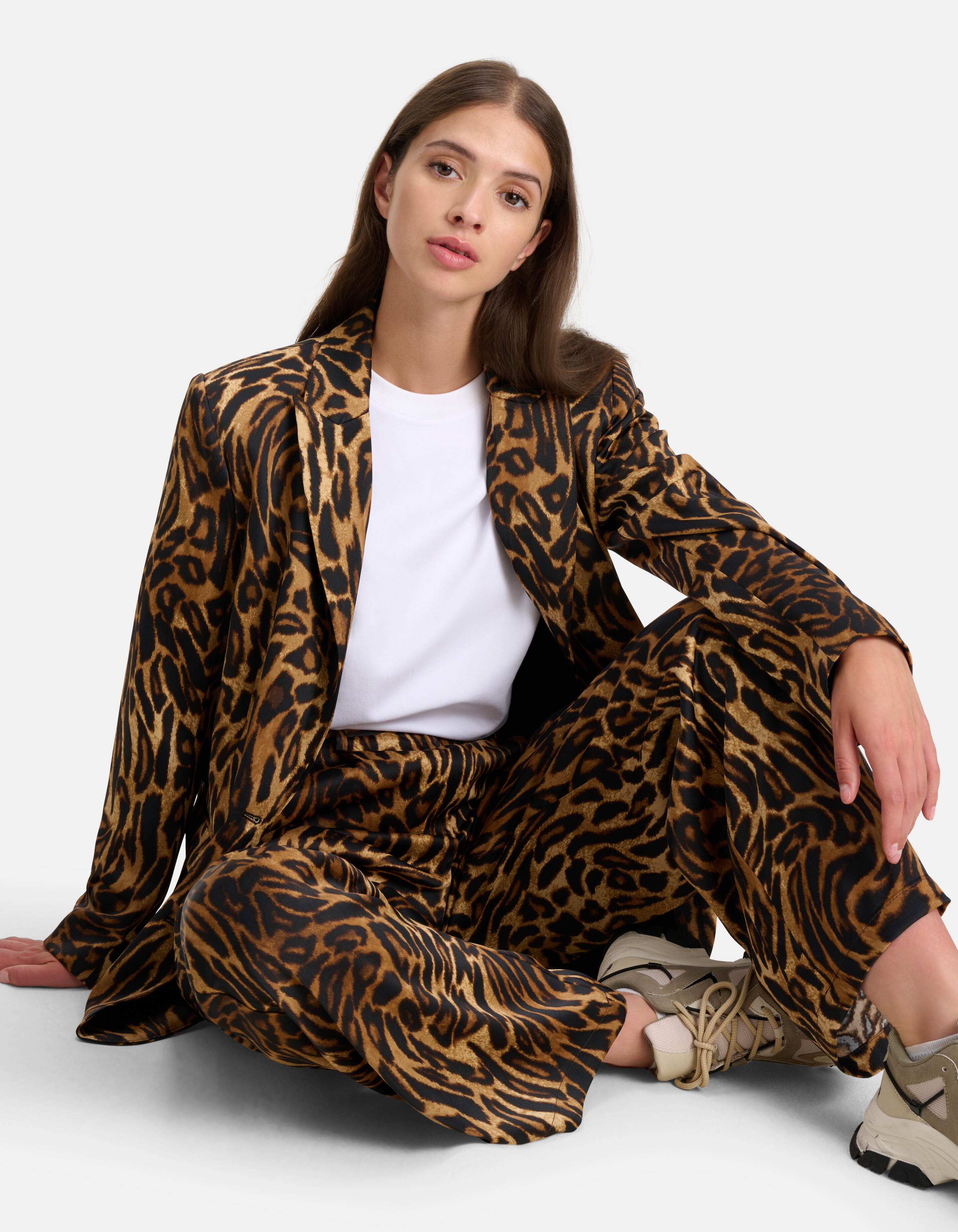 Satijnen Leopard Print Broek Bruin SHOEBY WOMEN