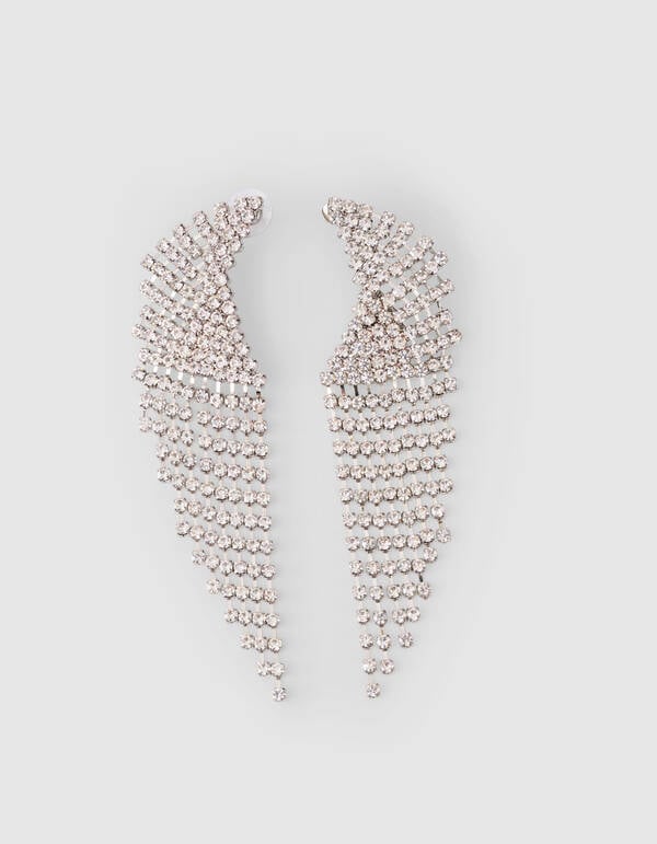 Big Wave Strass Oorbellen Zilver SHOEBY ACCESSOIRES