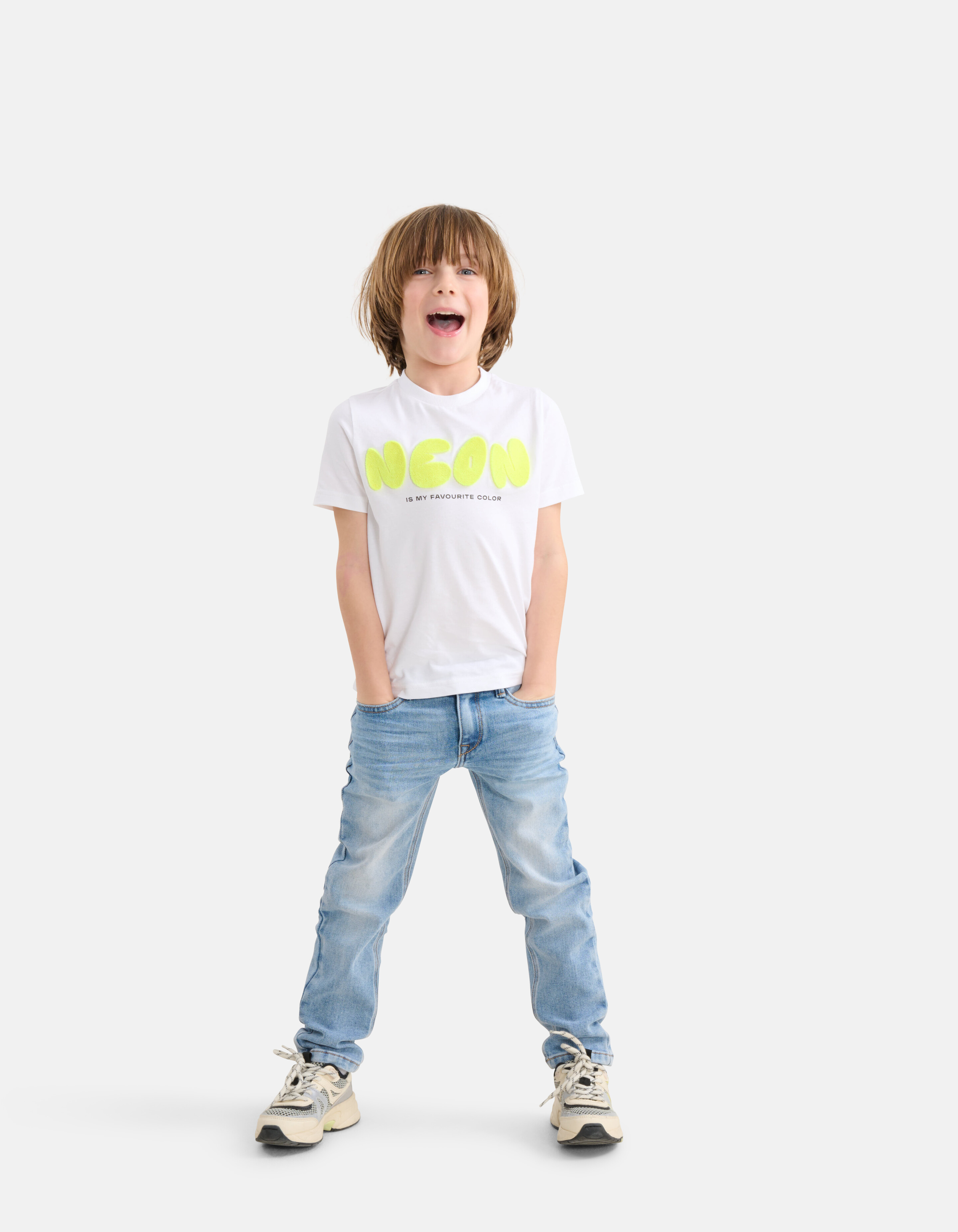 Neon Artwork T-shirt Wit SHOEBY BOYS