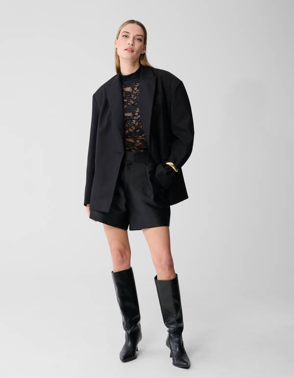 Open Back Oversized Blazer Zwart SHOEBY WOMEN