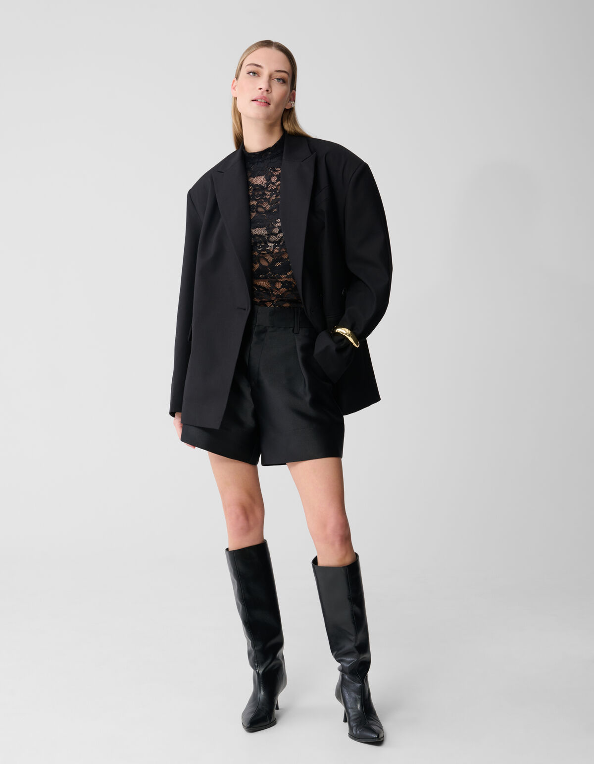 Open Back Oversized Blazer Zwart SHOEBY WOMEN